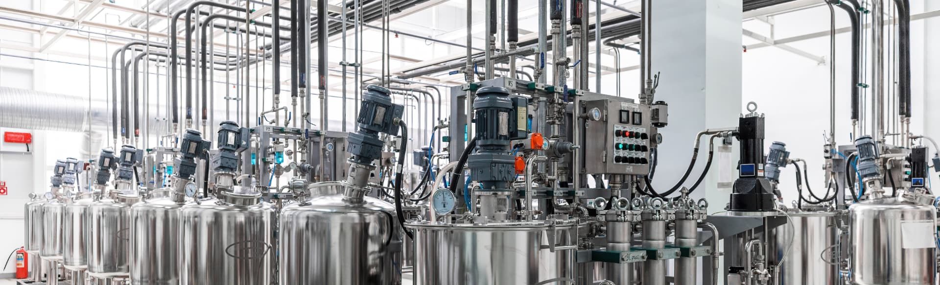 Stainless steel manufacturing tanks at Biocomm